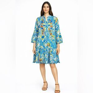 Colori di Mare Beaded Pom Pom Fruit & Butterfly Caftan Dress